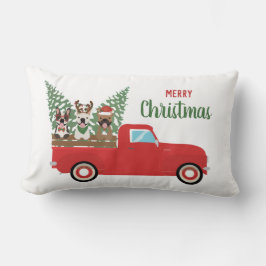God jul Fransk Bulldog Red Pickupare Lastbil Lumbarkudde