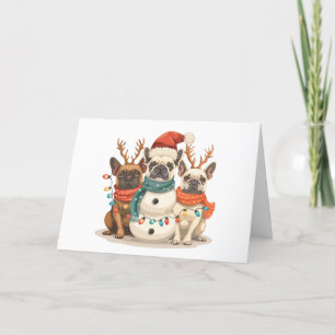 God jul Fransk Bulldog Reindeer Hundar Helgkort