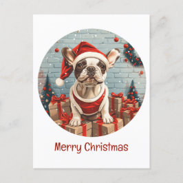 God jul Fransk Bulldog Santa Hund Helg Vykort