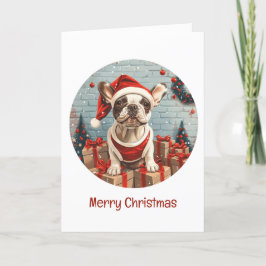 God jul Fransk Bulldog Santa Hund Helgkort