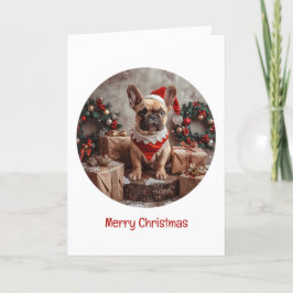 God jul Fransk Bulldog Santa Hund Helgkort