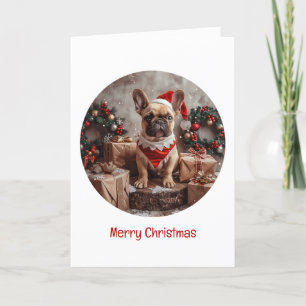 God jul Fransk Bulldog Santa Hund Helgkort