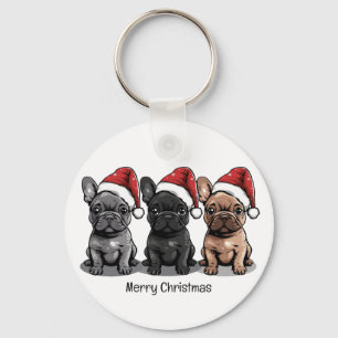 God jul Fransk Bulldog Santa Hund Nyckelring