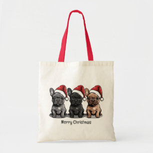 God jul Fransk Bulldog Santa Hund Tygkasse