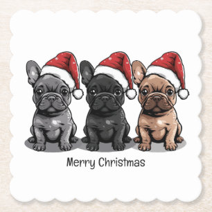 God jul Fransk Bulldog Santa Hund Underlägg Papper