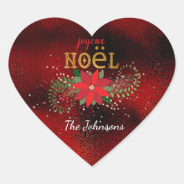 God jul Fransk Red Heart Glass Hjärtformat Klistermärke