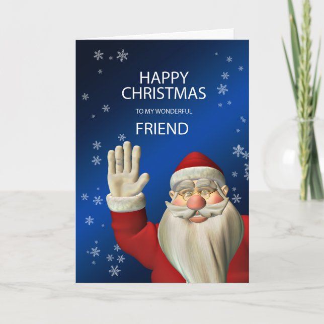 God jul Friend, jultomten Helgkort (Framsida)