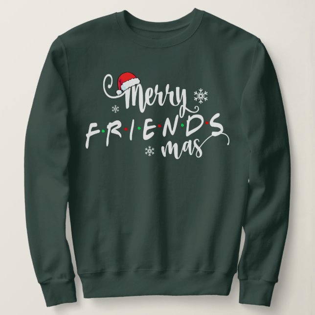 God jul Friendsmas Santa Hat Matching Fami T Shirt (Design framsida)
