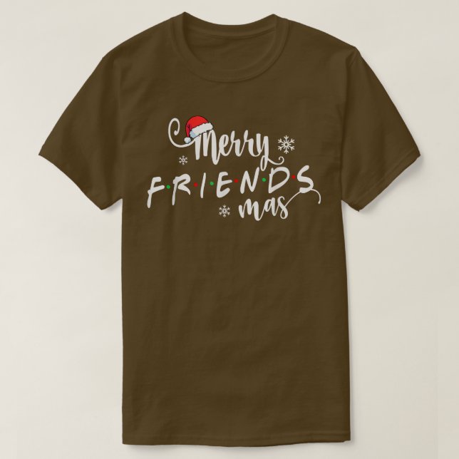 God jul Friendsmas Santa Hat Matching Fami T Shirt (Design framsida)