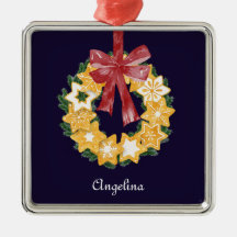 God jul, frisk krans med marinblå bakgrund