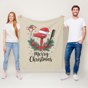 God Jul Frisör Xmas Hår Fleecefilt
