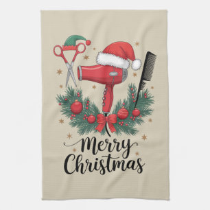God Jul Frisör Xmas Hår Kökshandduk