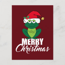 God jul Frog i Santa Hat Cute Red Helg Vykort