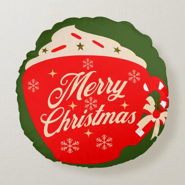 God jul Frosting Snöflingor Sprinkles Rund Kudde (Framsidan)