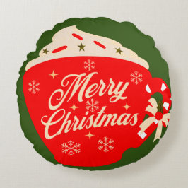 God Jul Frosting Snöflingor Strössel   Rund Kudde