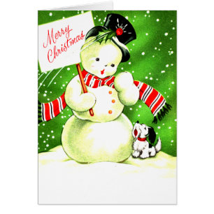 God jul Frosty and Pal Hälsningskort