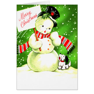 God jul Frosty and Pal Hälsningskort