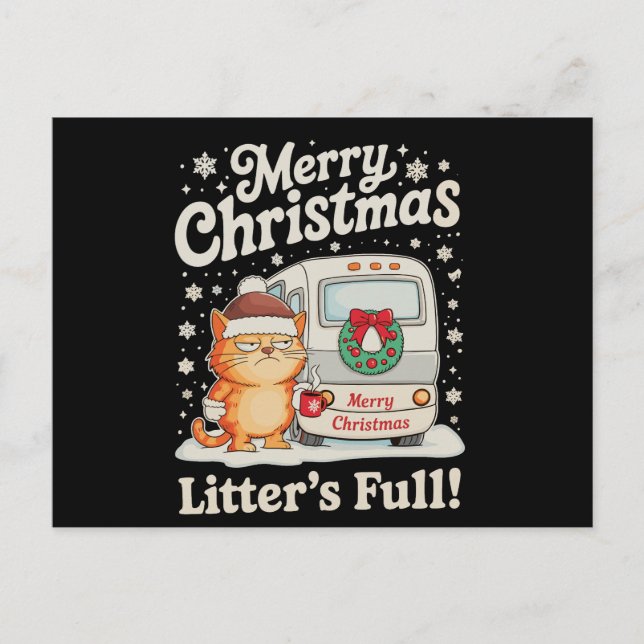 God Jul Full katt Julhelg Helg Vykort (Framsida)