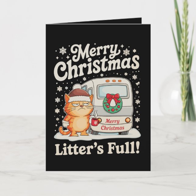 God Jul Full katt Julhelg Kort (Framsida)