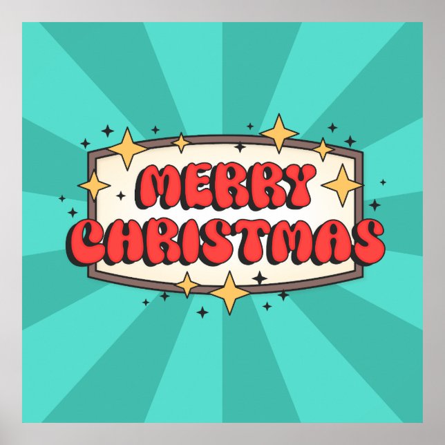 God jul funky text, tecknad för gräddning poster (Framsidan)