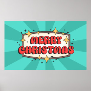God jul funky text, tecknad för gräddning poster