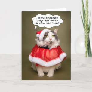god jul Funny Cat Dresi tomten Clothes Helgkort