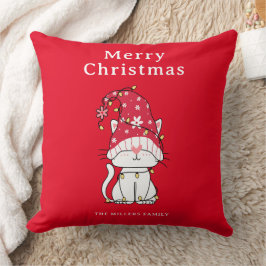 God jul Funny Cute Cat Dekorativ kudde