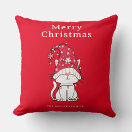 God jul Funny Cute Cat Dekorativ kudde