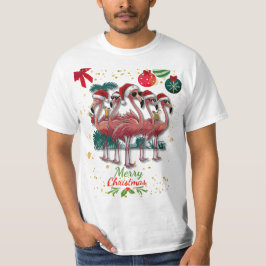 God jul Funny Flamingo med solglasögon T Shirt