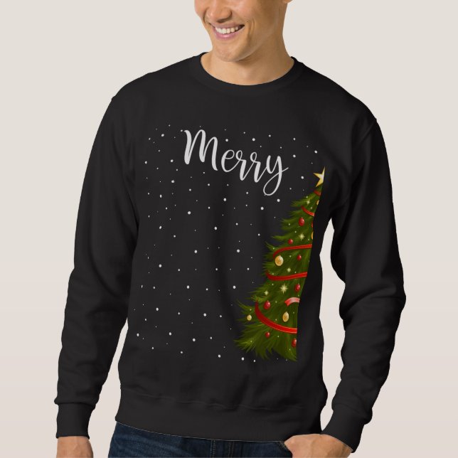 God jul Funny Julgran Par Match Lång Ärmad Tröja (Framsida)