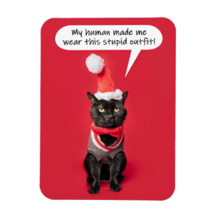 God jul Funny Kat i Helgdag Outfit Magnet