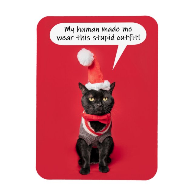 God jul Funny Kat i Helgdag Outfit Magnet (Vertikal)