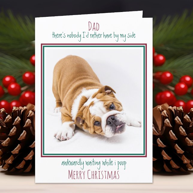 God jul Funny Pet Photo Hund Pappa Helgkort (Skapare uppladdad)