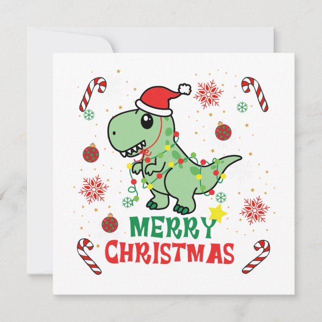 God jul Funny Santa Dinosaur Julkort (Framsida)