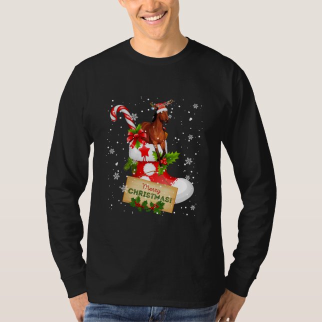 god jul Funny Santa Reindeer Horse in T Shirt (Framsida)
