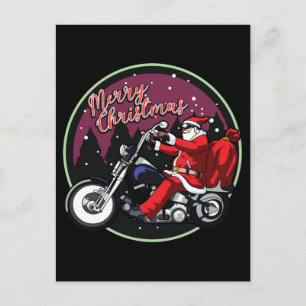 God jul Funny Santa Rides Motorcycle Gifts Vykort