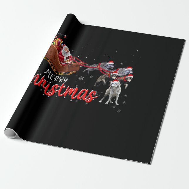god jul Funny Santa Riding Varg Presentpapper (Utrullad)