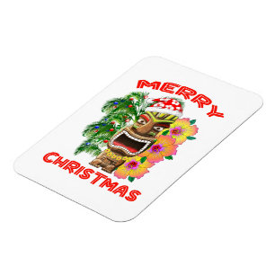 God jul Funny Santa Tiki Magnet