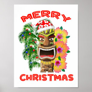 God jul Funny Santa Tiki Poster