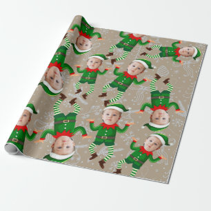 God jul Funny Santa's Elves Anpassningsbar Ansikte Presentpapper