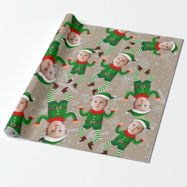 God jul Funny Santa's Elves Anpassningsbar Ansikte Presentpapper (Utrullad)