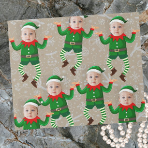 God jul Funny Santa's Elves Anpassningsbar Ansikte Presentpapper
