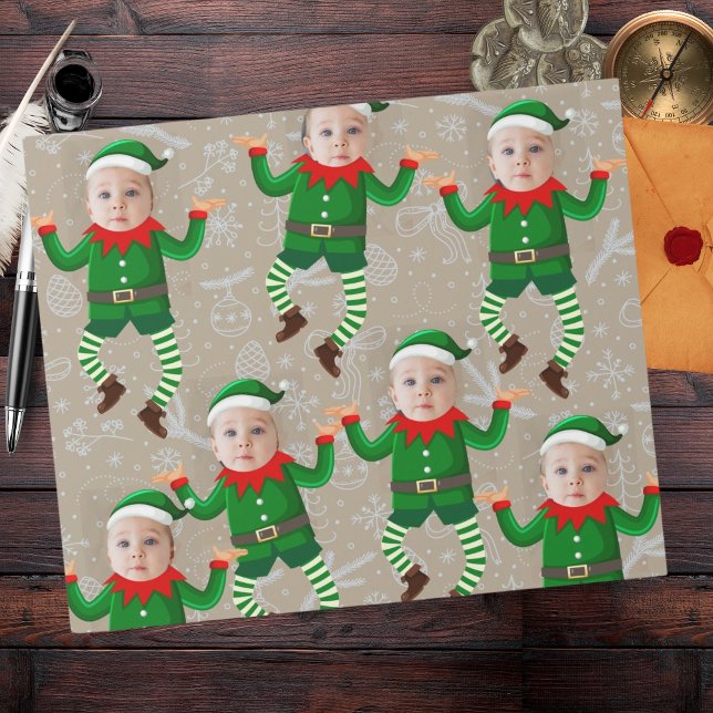 God jul Funny Santa's Elves Anpassningsbar Ansikte Presentpapper (Skapare uppladdad)