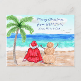 God jul Funny Snowbird Santa and Snögubbe Vykort