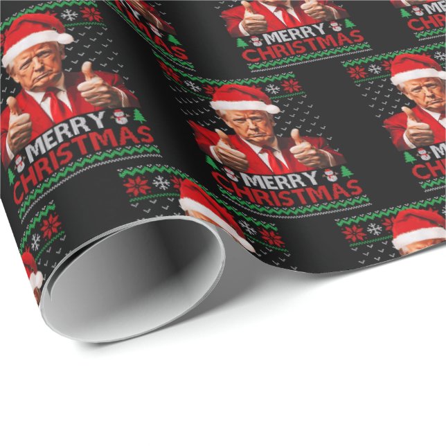 God jul Funny Trump Santa Hat Ugly Julafton Presentpapper (Rullad Hörn)