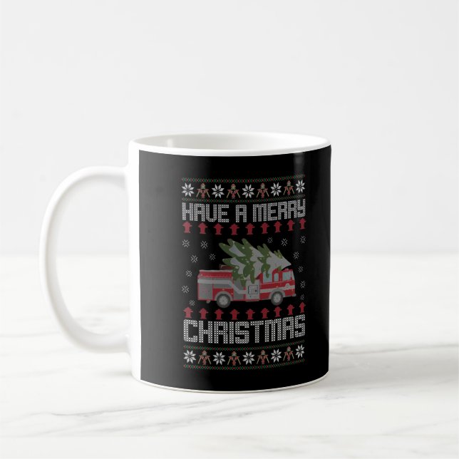 God jul Funny Ugly jul Sweater Fireman Fi Kaffemugg (Vänster)