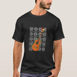 God jul Funny Ukulele Julafton Ljus Santa Ha T Shirt