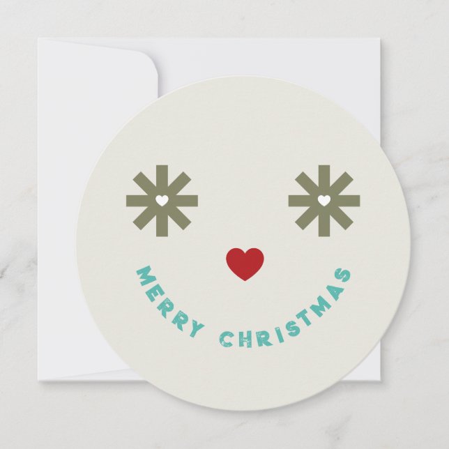 God jul Funny Winking Smiley face Photo Julkort (Framsida)