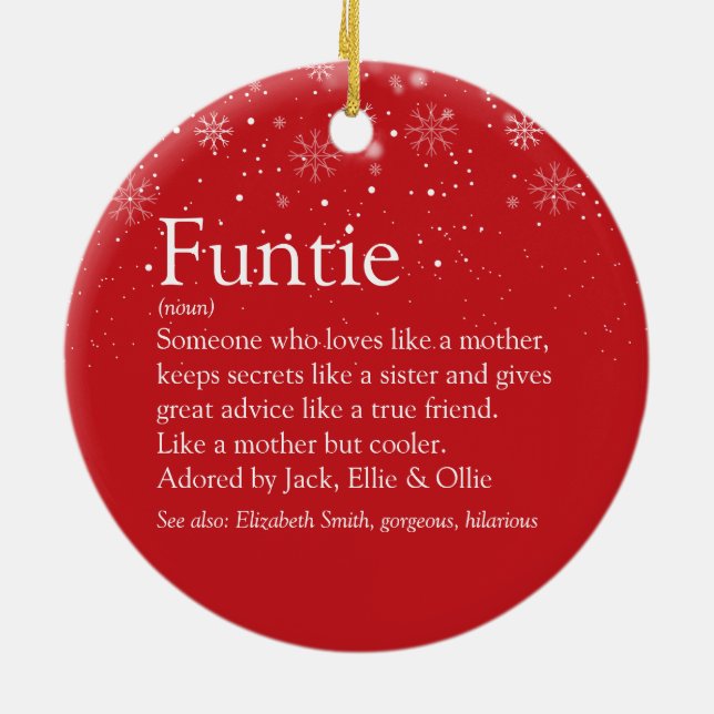 God jul Funtie Moster Auntie Definition Julgransprydnad Keramik (Baksidan)