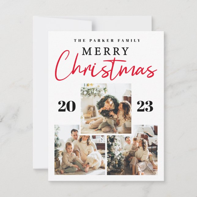 God jul Fyra fotokollage Julkort (Framsida)